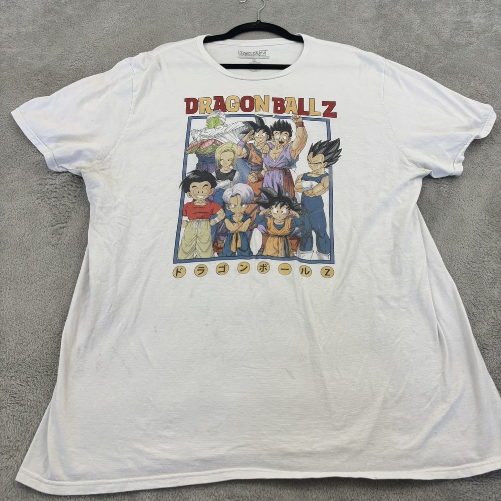 VTG Dragon Ball Z Shirt Mens 2XL White Anime Goku Vegeta Trunks Piccolo Y2K